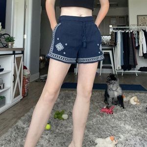 Navy elastic waist pull on short